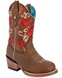 Botas Rodeo Para Niña Diseño Flor Roja WD 11-391 Color Topo