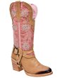 Botas Vaqueras De Dama Horma Oval White Diamonds Boots 10-568 Tubo Rosa