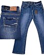Lamasini 4626 Medium Blue Modern Boot Cut Jeans with Distressed Detailing