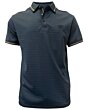 Lamasini 28217 men's blue polo shirt with striped contrast collar and embroidered logo