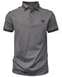 Polo deportivo gris para caballero con cuello en contraste a rayas y logo Lamasini