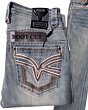 Close-up of Lamasini 12101 jeans back pocket embroidery with intricate stitching and contrast details