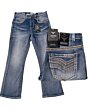 Jeans Lamasini 1870 azul claro para hombre con bordado Western y costuras decorativas en los bolsillos traseros