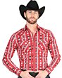 Camisa Vaquera Roja con Diseño Geométrico para Hombre – El General 44401