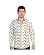 Men’s white Western shirt featuring a colorful horse design and snap-button closures.