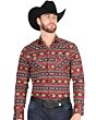 Camisa Vaquera para Hombre Vino con Estampado Geométrico Tribal – El General 44395
