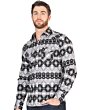 Camisa Vaquera para Hombre Negra con Estampado Geométrico Tribal – El General 44397