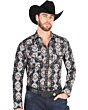 Men's Black Western Shirt with Geometric Pattern – El General 44402
