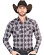 Men's Navy Western Shirt with Geometric Design – El General 44403