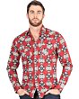 Men's Red Western Shirt with Geometric Pattern – El General 44404