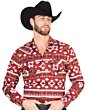 Men's Red Tribal Geometric Western Shirt – El General 44418