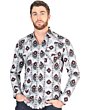 Men's Gray Western Shirt with Geometric Pattern – El General 44425