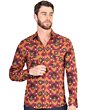 Men's Burgundy Western Shirt with Geometric Pattern – El General 44426