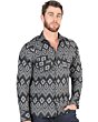 Men's Black Western Shirt with Geometric Pattern – El General 44432