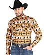 Men's Taupe Western Shirt with Cowboy and Horse Print – El General 44477