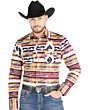 Camisa Vaquera Multicolor con Diseño Tribal a Rayas para Hombre – El General 44487