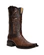 Brown ostrich leather cowboy boots by El General, with Versace toe and leather outsole.