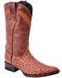 Botas Vaqueras Exóticas De Avestruz Terminado Rustico Color Shedrón Horma 3X
