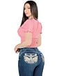 Pantalón Para Mujer Mezclilla Color Medium Blue Bordado L731