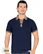 Playera Color Navy Con Diseño En Cuello y Tapeta Lamasini 29218