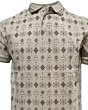 Detailed view of the intricate geometric print on the Lamasini 28221 beige polo, showcasing its subtle Southwestern design.