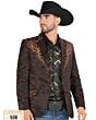Saco Café Bordado Moda Lamasini 506 Para Hombre