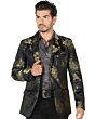 Saco Fino Negro Lamasini Flores Gold 501
