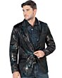 Saco Fino Negro Lamasini Flores Teal 501