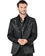 Saco Fino Lamasini 505 Negro Bordado Gris