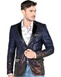 Saco Fino Multicolor Metálico Para Hombre Azul Rey