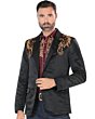 Saco Para Hombre Moda Montero Color Negro Bordado Café 2173