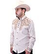 Embroidered Suede Western Shirt Beige Color