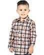 Boy’s Western Shirt in Beige-Black Plaid, Long Sleeve Version – El General 44732