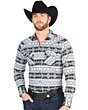 Men's Black and White Western Shirt with Geometric Print – El General 44393