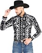 Men's Black Western Shirt with Geometric Print – El General 44501
