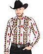 Men's White Western Shirt with Red and Yellow Geometric Print – El General 44502