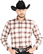 Men’s Western Shirt in Orange-Beige Plaid, Long Sleeve Version – El General 44699
