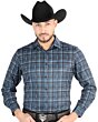Camisa Vaquera para Hombre en Cuadros Navy-Blanco, Versión de Manga Larga – El General 44706