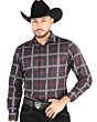 Men’s Western Shirt in Black-Gray Plaid, Long Sleeve Version – El General 44709