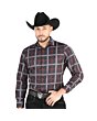 Men’s Western Shirt in Black-Gray Plaid, Long Sleeve Version – El General 44709