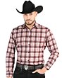Men’s Western Shirt in Beige-Red Plaid by El General 44711, Available in Long or Short Sleeve