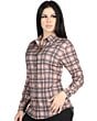 Women’s Western Shirt in Beige-Black Plaid, Long Sleeve Version – El General 44714