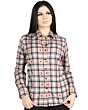 Women’s Western Shirt in Beige-Black Plaid, Long Sleeve Version – El General 44715