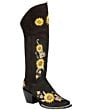 Bota Vaquera Alta Negra Para Mujer Bordado Girasoles El General 43914