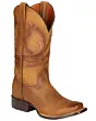 El General 44852 women's cowgirl boots in honey Crazy leather with Rodeo toe, leather outsole, and decorative studs.