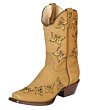 Bota Corta Rodeo Para Mujer Nobuck Color Miel Mariposas Bordadas 51237