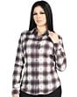 Women's Western Shirt in Beige and Burgundy Plaid, Long Sleeve Version – El General 44730