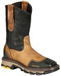 men's butter-colored Western work boots in Alazan leather, featuring a Malibu square toe and durable industrial rubber outsole, model El General 44686.