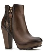 Botines Con Zipper Para Mujer Andrea 7057 Color Café Oscuro