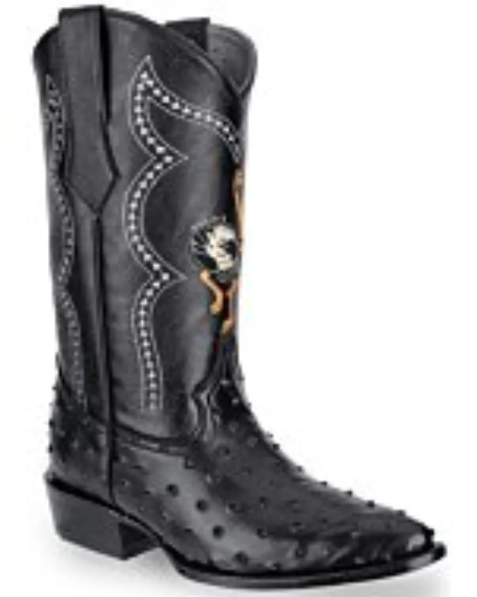 Botas De Piel Imitación Avestruz Vaqueras JB 901 Negras